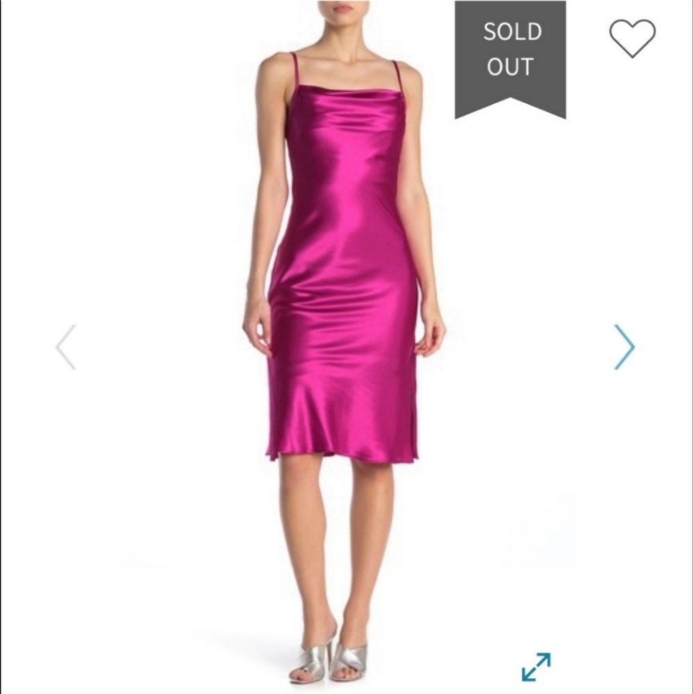 Y2k Vintage Bebe Pink Magenta Draped Bodice Satin Slip Dress